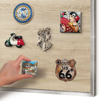 Tableau pour collection d'aimants cadre argenté Fond en bois
