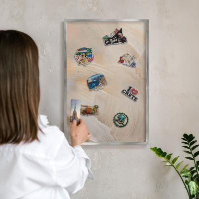 Tableau magnétique décoratif avec cadre argenté Abstraction élégante