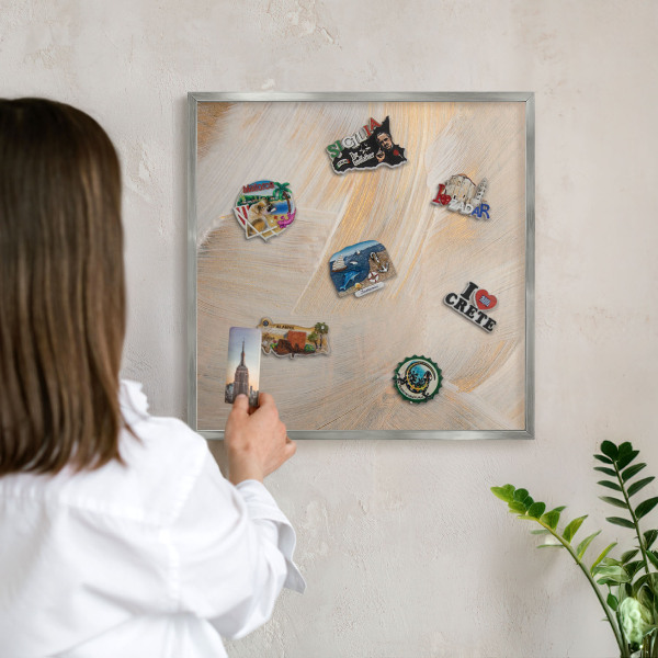 Tableau magnétique décoratif avec cadre argenté Abstraction élégante