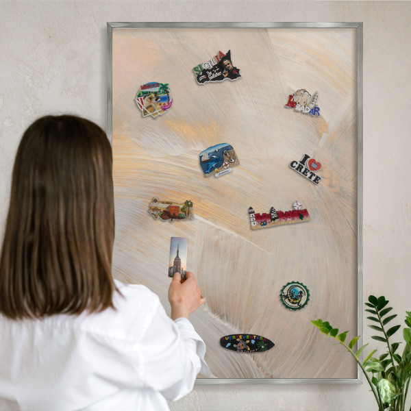 Tableau magnétique décoratif avec cadre argenté Abstraction élégante