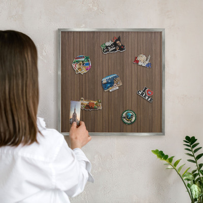 Tableau magnétique décoratif avec cadre argenté Fond en bois