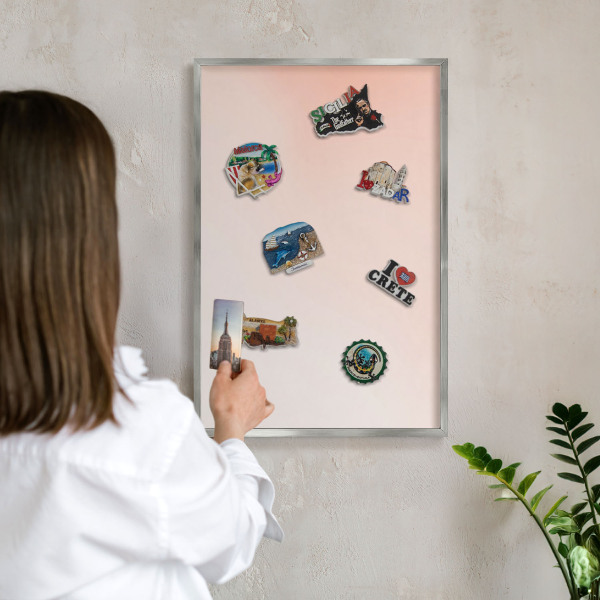Tableau pour collection d'aimants cadre argenté Charme pastel