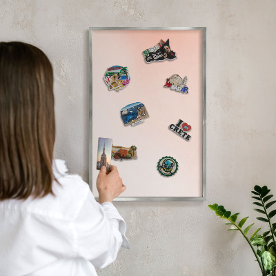 Tableau pour collection d'aimants cadre argenté Charme pastel