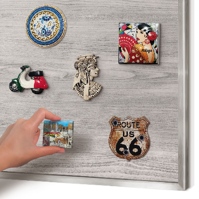 Tableau pour collection d'aimants cadre argenté Texture bois