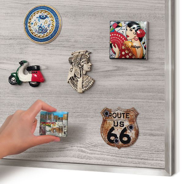 Tableau pour collection d'aimants cadre argenté Texture bois