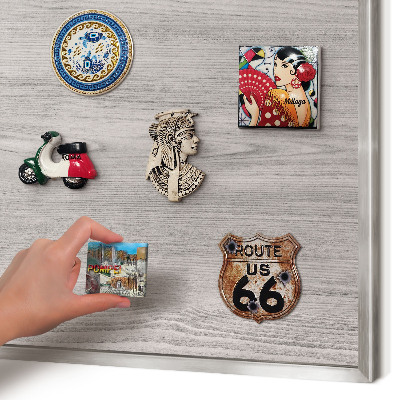 Tableau pour collection d'aimants cadre argenté Texture bois