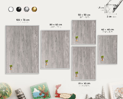 Tableau pour collection d'aimants cadre argenté Texture bois