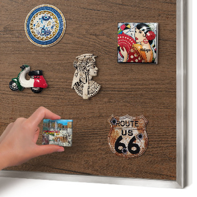 Tableau magnétique décoratif avec cadre argenté Texture bois