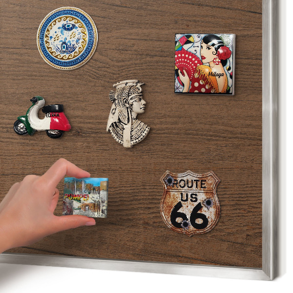 Tableau magnétique décoratif avec cadre argenté Texture bois