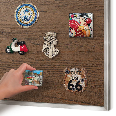 Tableau magnétique décoratif avec cadre argenté Texture bois