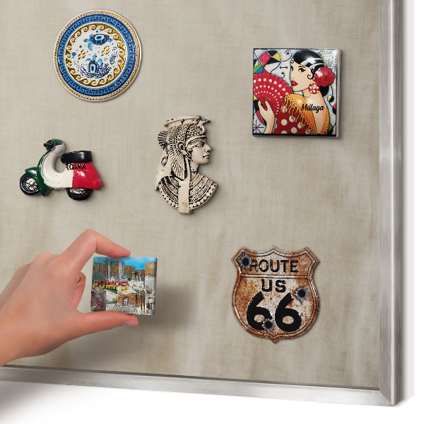 Tableau pour collection d'aimants cadre argenté Beige calme