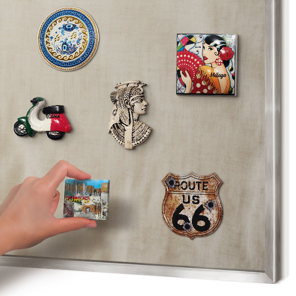 Tableau pour collection d'aimants cadre argenté Beige calme