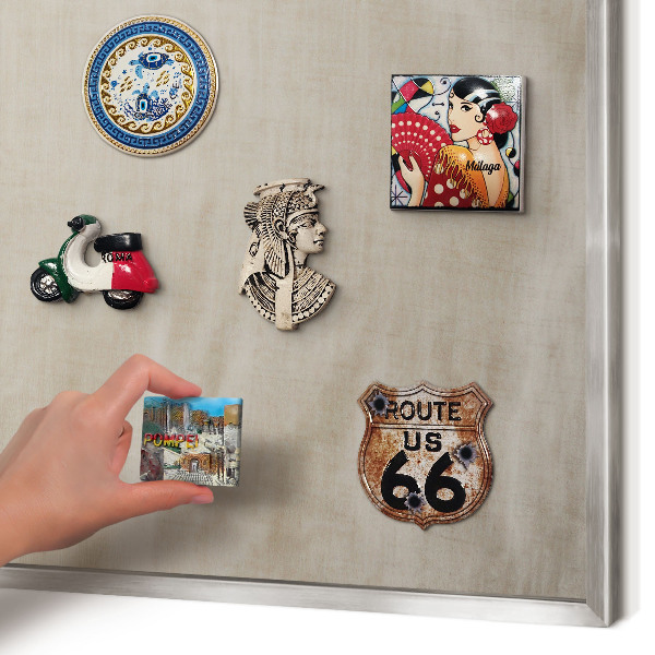 Tableau pour collection d'aimants cadre argenté Beige calme