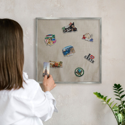Tableau pour collection d'aimants cadre argenté Beige calme