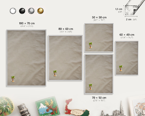 Tableau pour collection d'aimants cadre argenté Beige calme
