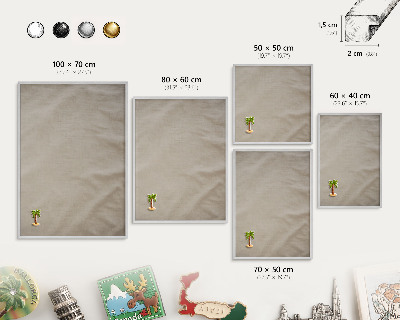 Tableau pour collection d'aimants cadre argenté Beige calme