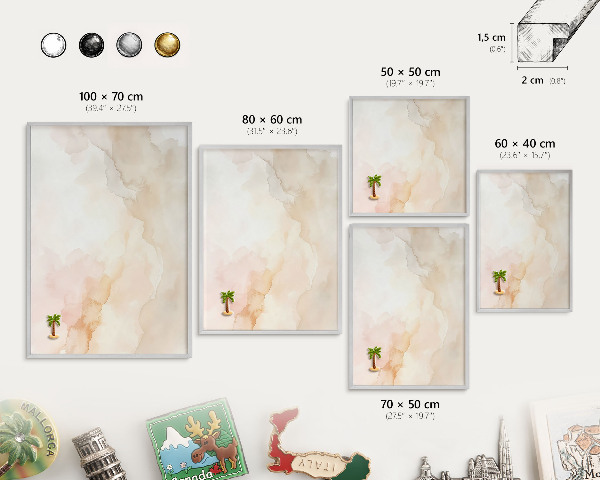 Tableau pour collection d'aimants cadre argenté Paix pastel