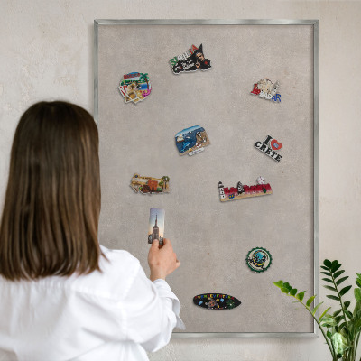 Tableau magnétique décoratif avec cadre argenté Élégance neutre