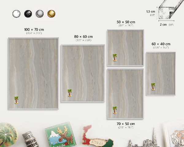 Tableau pour collection d'aimants cadre argenté Texture de marbre