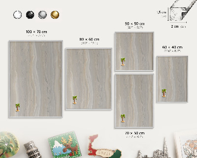 Tableau pour collection d'aimants cadre argenté Texture de marbre