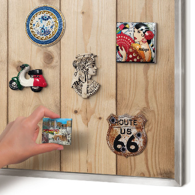 Tableau magnétique décoratif avec cadre argenté Texture bois