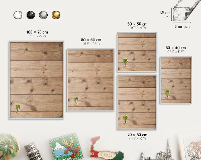 Tableau magnétique décoratif avec cadre argenté Texture bois