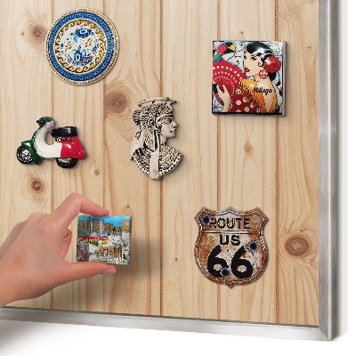 Tableau pour collection d'aimants cadre argenté Motif en bois