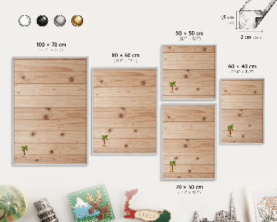 Tableau pour collection d'aimants cadre argenté Motif en bois