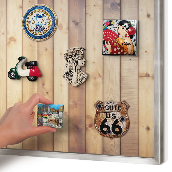 Tableau magnétique décoratif avec cadre argenté Planches en bois