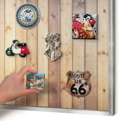Tableau magnétique décoratif avec cadre argenté Planches en bois