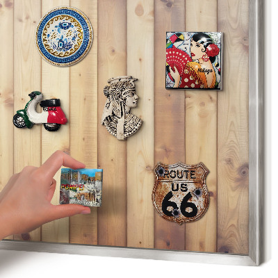 Tableau magnétique décoratif avec cadre argenté Planches en bois