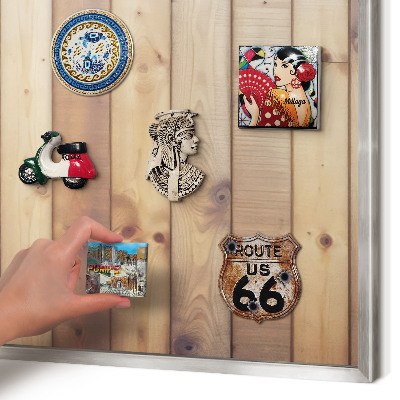 Tableau magnétique décoratif avec cadre argenté Planches en bois