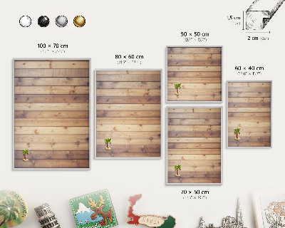 Tableau magnétique décoratif avec cadre argenté Planches en bois