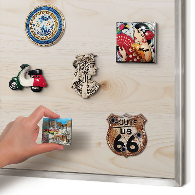 Tableau magnétique décoratif avec cadre argenté Motif en bois