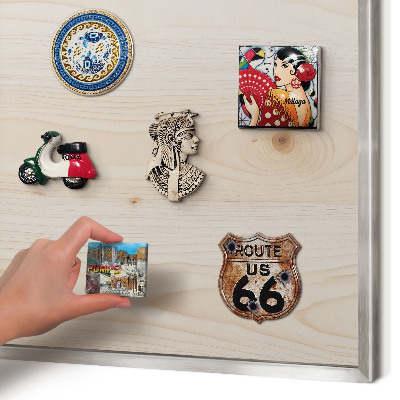 Tableau magnétique décoratif avec cadre argenté Motif en bois