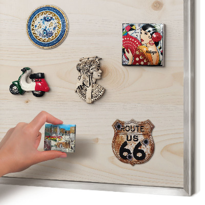 Tableau magnétique décoratif avec cadre argenté Motif en bois