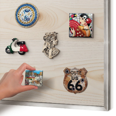 Tableau magnétique décoratif avec cadre argenté Motif en bois