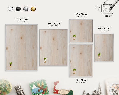 Tableau magnétique décoratif avec cadre argenté Motif en bois