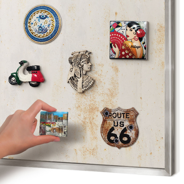 Tableau magnétique décoratif avec cadre argenté Texture rouillée