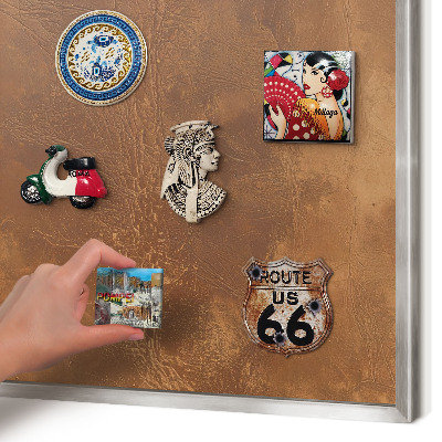 Tableau pour collection d'aimants cadre argenté Texture brune