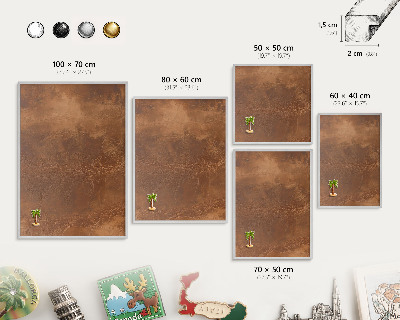 Tableau pour collection d'aimants cadre argenté Texture brune