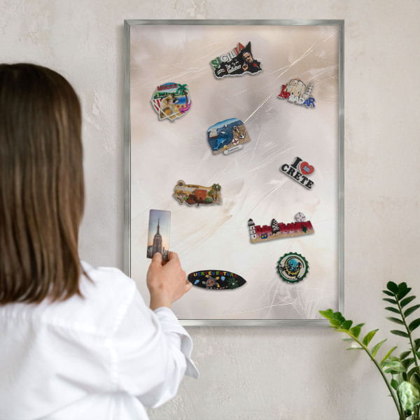 Tableau magnétique décoratif avec cadre argenté Douce légèreté