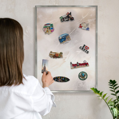 Tableau magnétique décoratif avec cadre argenté Douce légèreté
