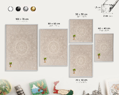 Tableau pour collection d'aimants cadre argenté Mandala décoratif