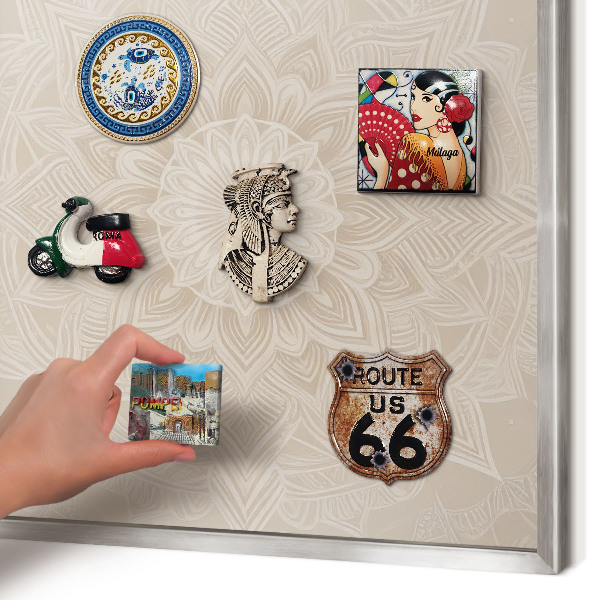 Tableau magnétique décoratif avec cadre argenté Motif mandala