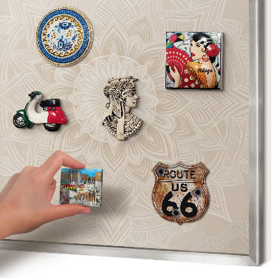 Tableau magnétique décoratif avec cadre argenté Motif mandala