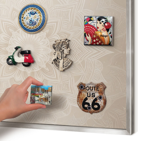 Tableau magnétique décoratif avec cadre argenté Motif mandala