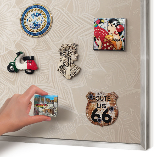 Tableau magnétique décoratif avec cadre argenté Motif mandala