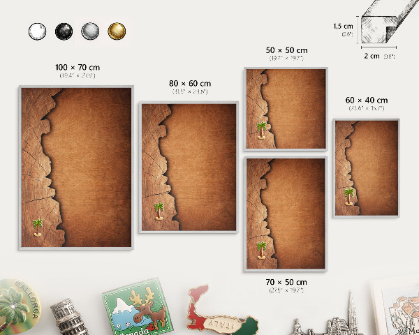 Tableau magnétique décoratif avec cadre argenté Texture bois