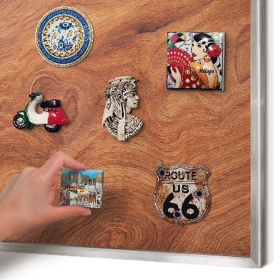 Tableau pour collection d'aimants cadre argenté Grain de bois